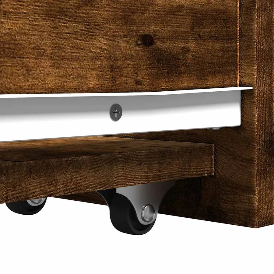Armoire de salle de bain étroite avec roulettes chêne fumé - 8