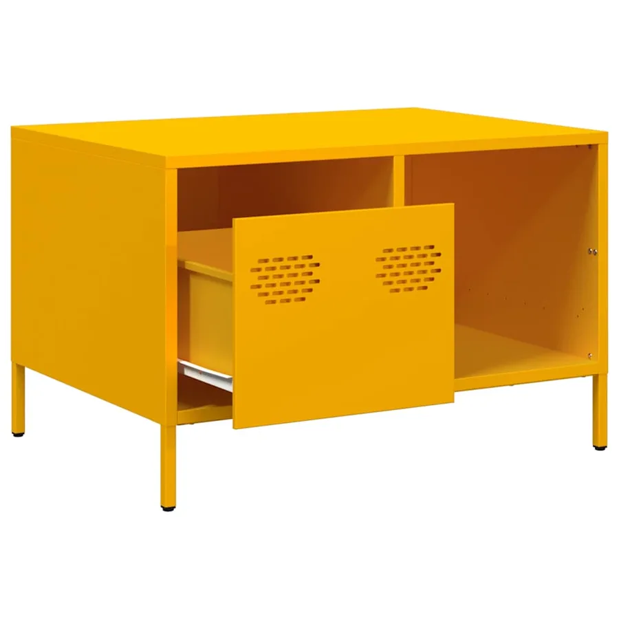 Table basse jaune moutarde 68,5x50x43,5 cm acier laminé à froid - 5