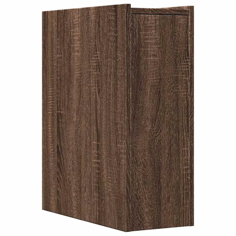 Armoire de salle de bain étroite avec roulettes chêne marron - 6