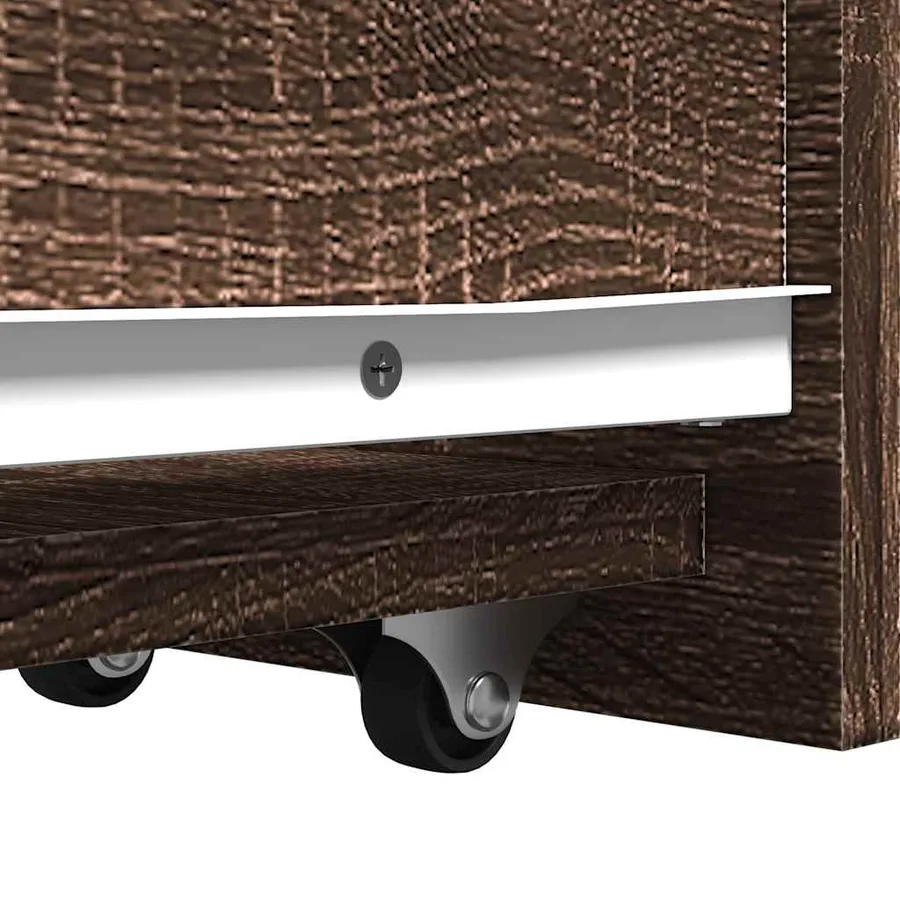 Armoire de salle de bain étroite avec roulettes chêne marron - 8