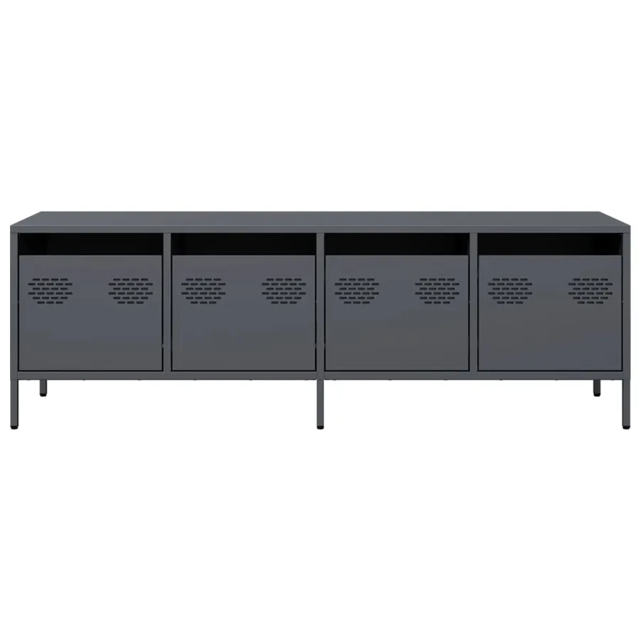 Meuble TV anthracite 135x39x43,5 cm acier laminé à froid - 4