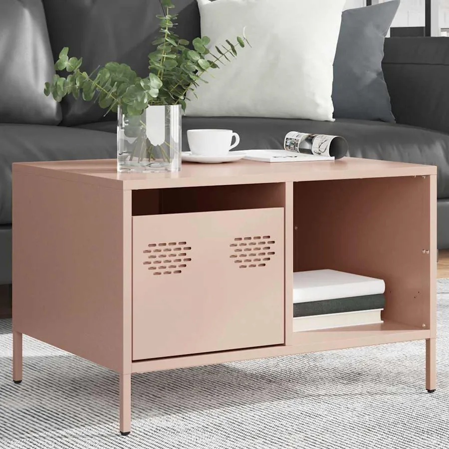 Table basse rose 68,5x50x43,5 cm acier laminé à froid - 4
