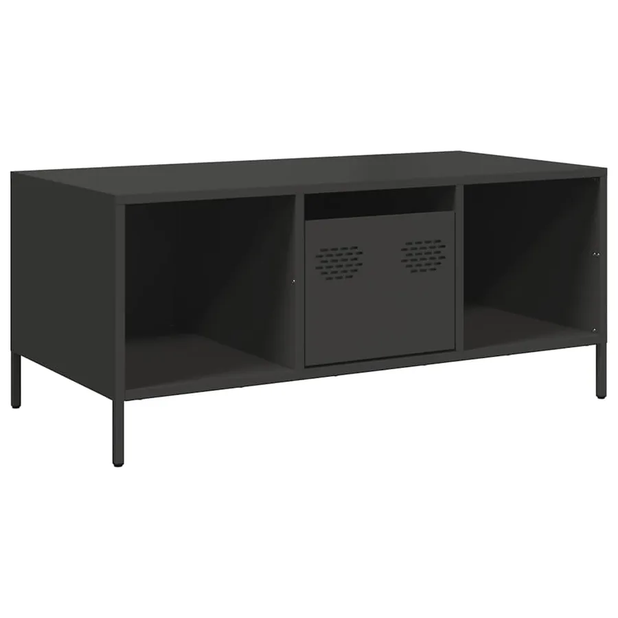 Table basse noir 101,5x50x43,5 cm acier laminé à froid - 2