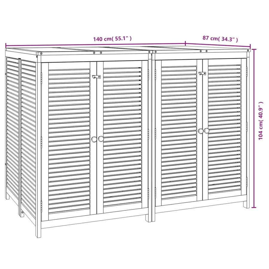 Boîte de rangement de jardin 140x87x104 cm bois massif d'acacia - 8