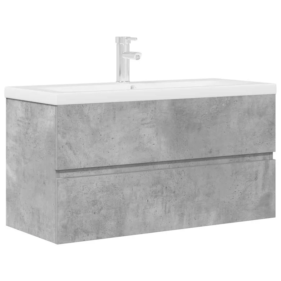 Ensemble de meubles de salle de bain 2 pcs gris béton - 2