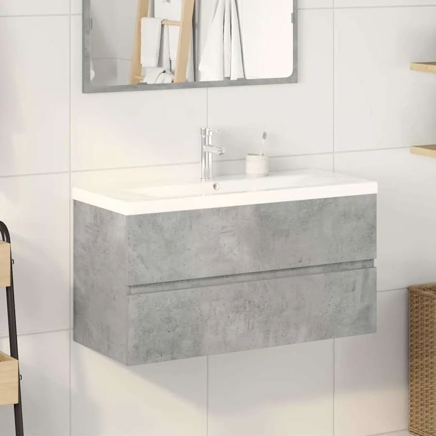 Ensemble de meubles de salle de bain 2 pcs gris béton - 3