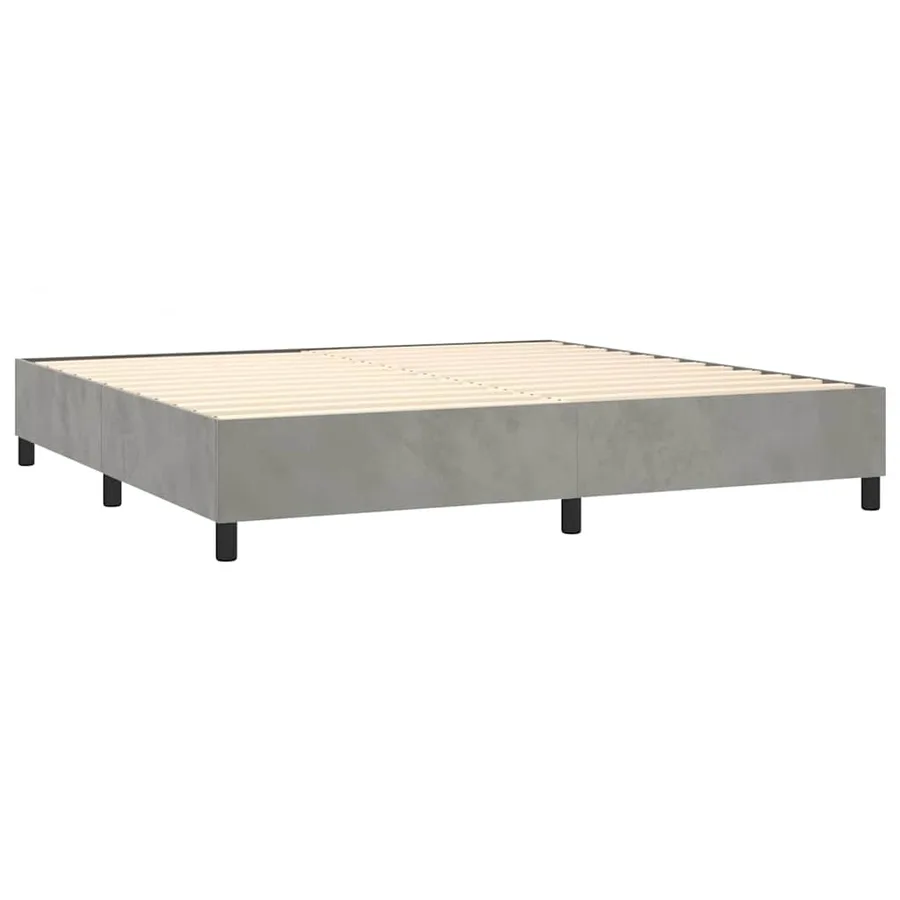 Sommier à lattes de lit et matelas Gris clair 200x200cm Velours - 4