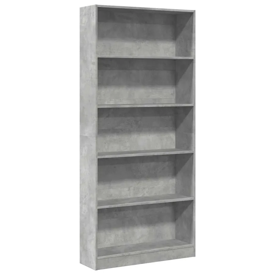 Bibliothèque gris béton 80x24x176 cm bois d'ingénierie - 2