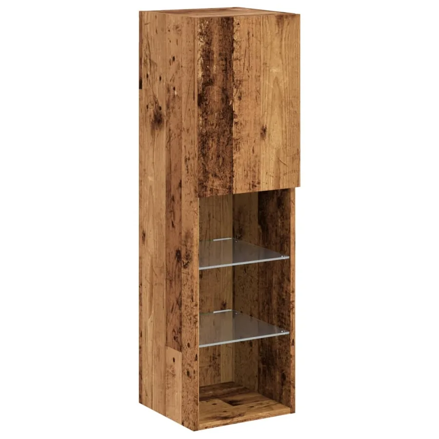 Meuble TV avec lumières LED vieux bois 30,5x30x102 cm - 3