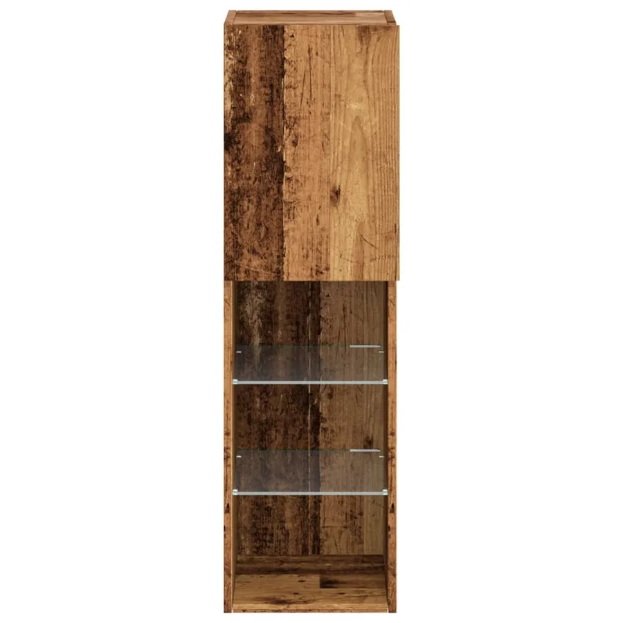 Meuble TV avec lumières LED vieux bois 30,5x30x102 cm - 6