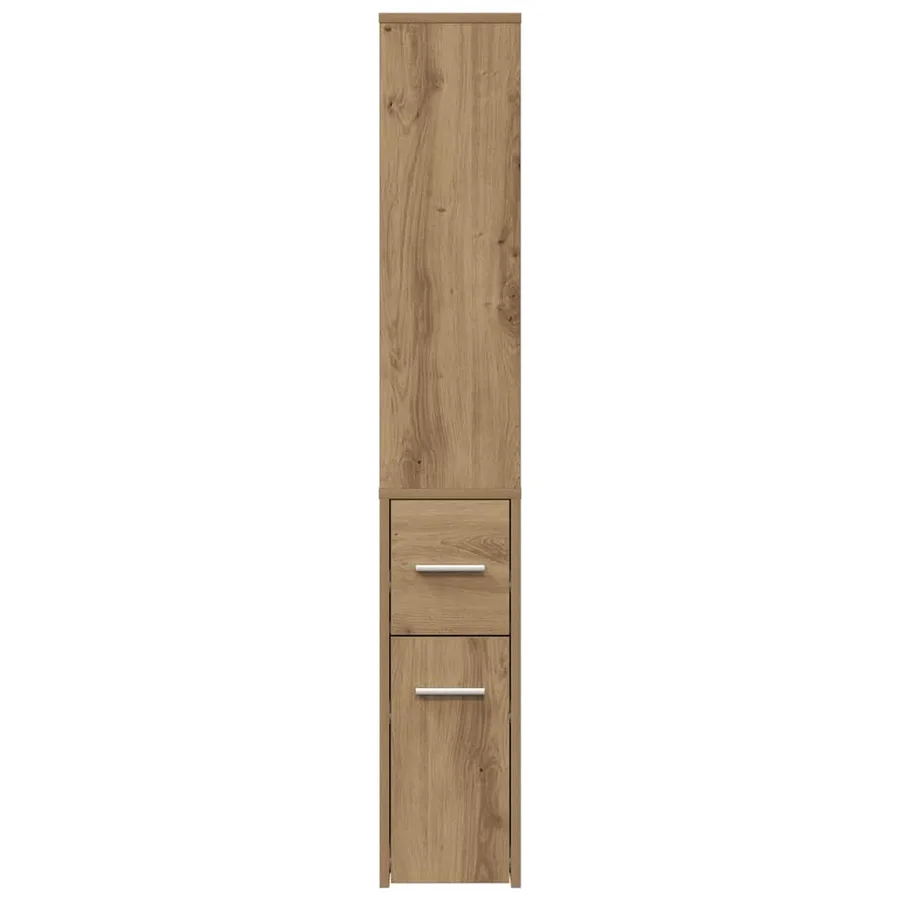 Armoire de salle de bain étroite avec roulettes chêne artisanal - 5
