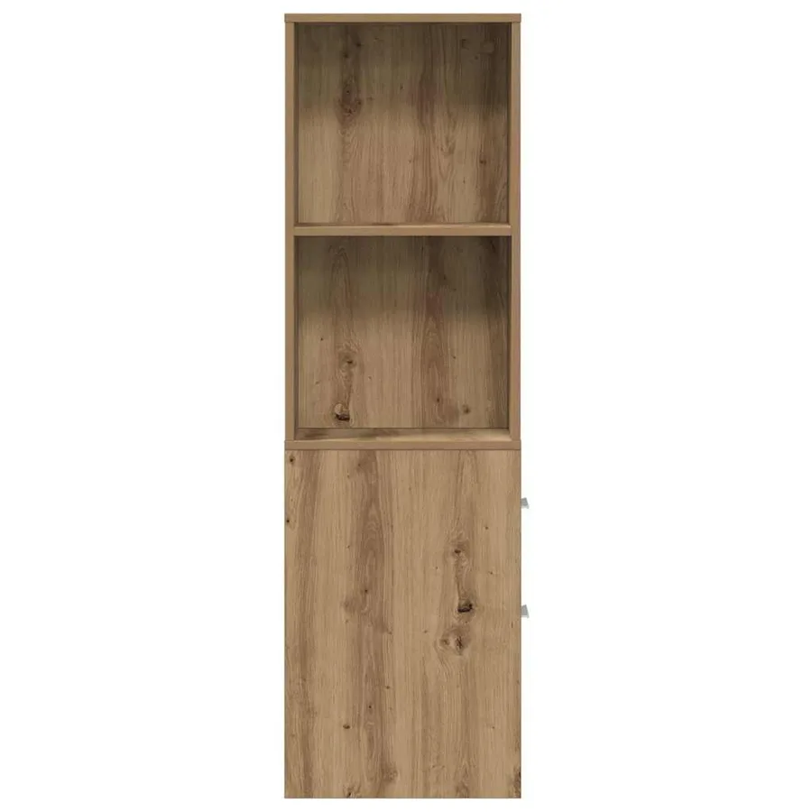 Armoire de salle de bain étroite avec roulettes chêne artisanal - 6