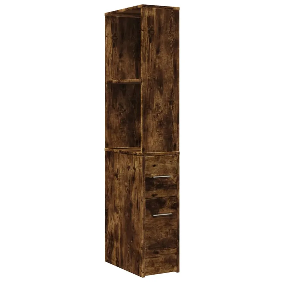 Armoire de salle de bain étroite avec roulettes chêne fumé - 2