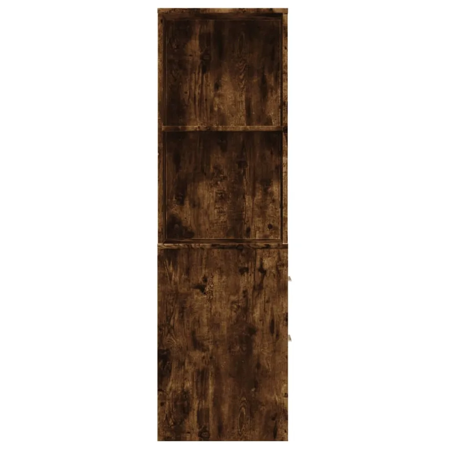 Armoire de salle de bain étroite avec roulettes chêne fumé - 4