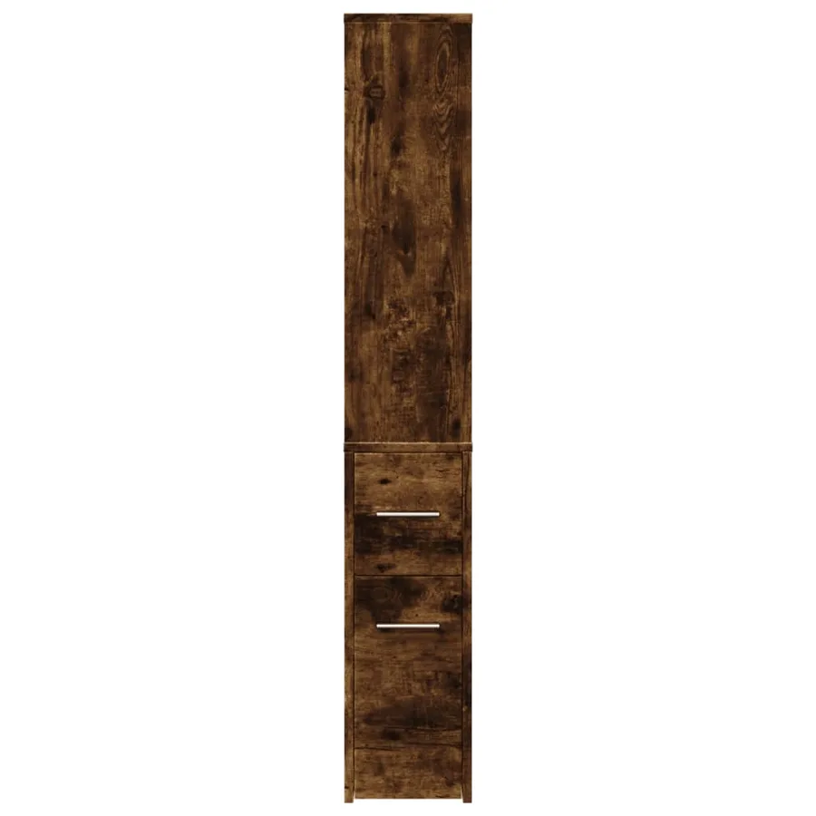 Armoire de salle de bain étroite avec roulettes chêne fumé - 5