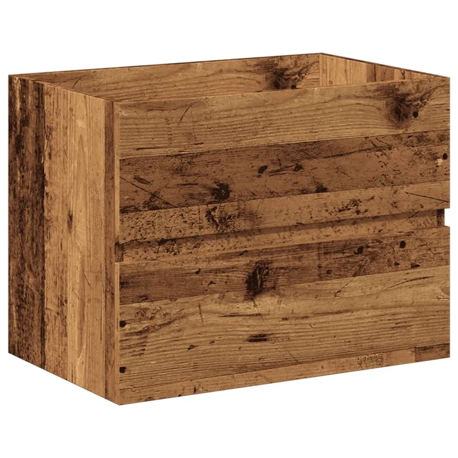 Armoire lavabo avec bassin intégré vieux bois - 6