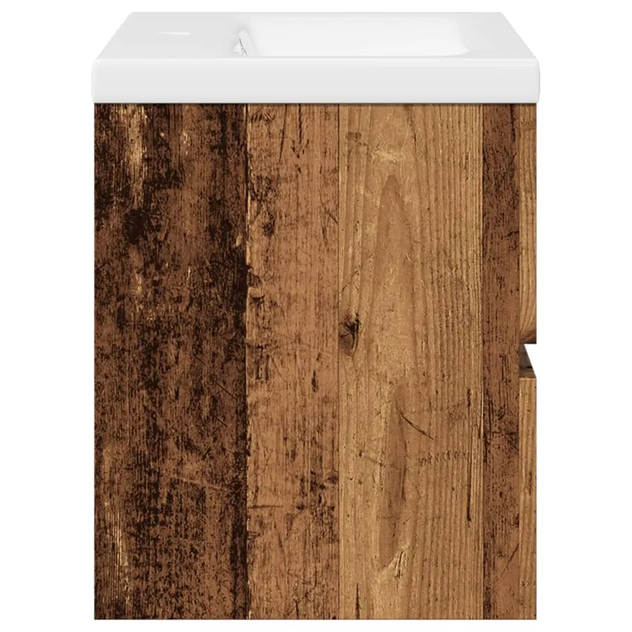 Armoire lavabo avec bassin intégré vieux bois - 7