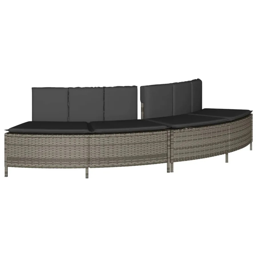 Bancs de spa avec coussins 2 pcs gris résine tressée - 2