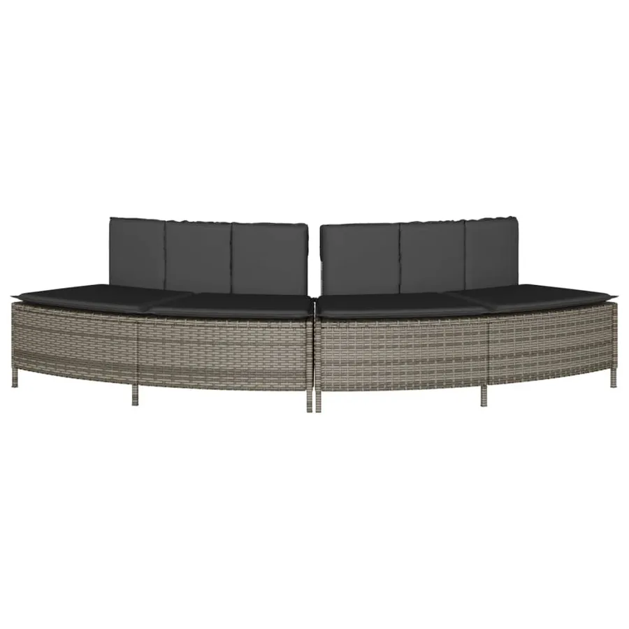 Bancs de spa avec coussins 2 pcs gris résine tressée - 4