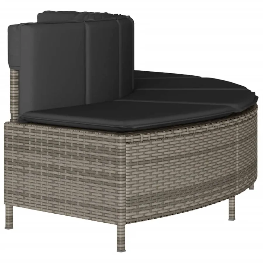 Bancs de spa avec coussins 2 pcs gris résine tressée - 5