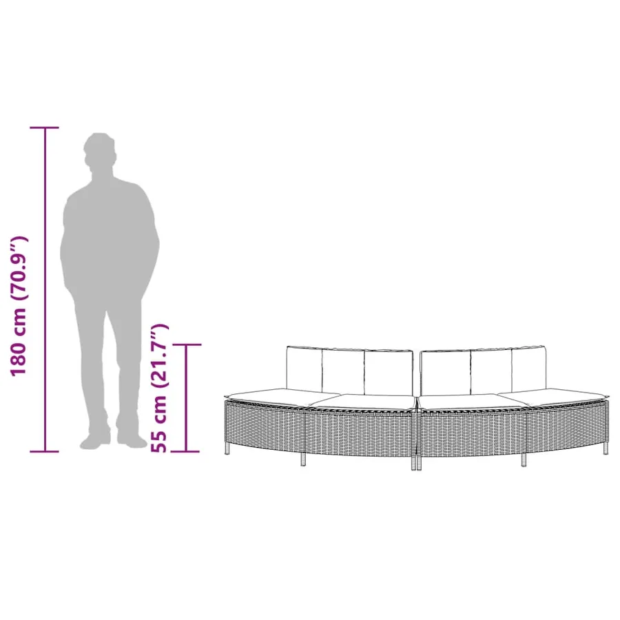 Bancs de spa avec coussins 2 pcs gris résine tressée - 9