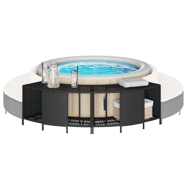 Étagères de rangement pour spa 2 pcs noir résine tressée