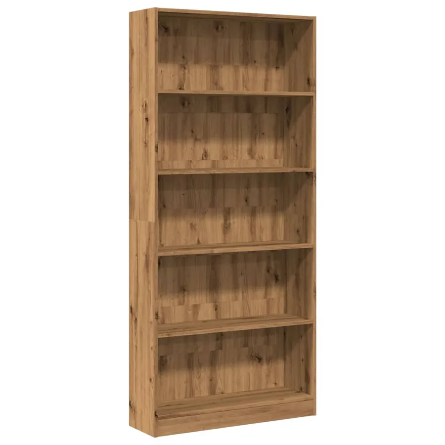 Bibliothèque chêne artisanal 80x24x176 cm bois d'ingénierie - 2