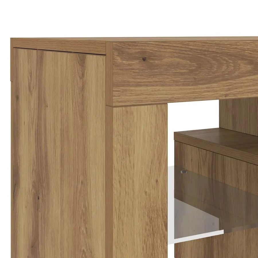 Meuble TV avec lumières LED chêne artisanal bois d'ingénierie - 10