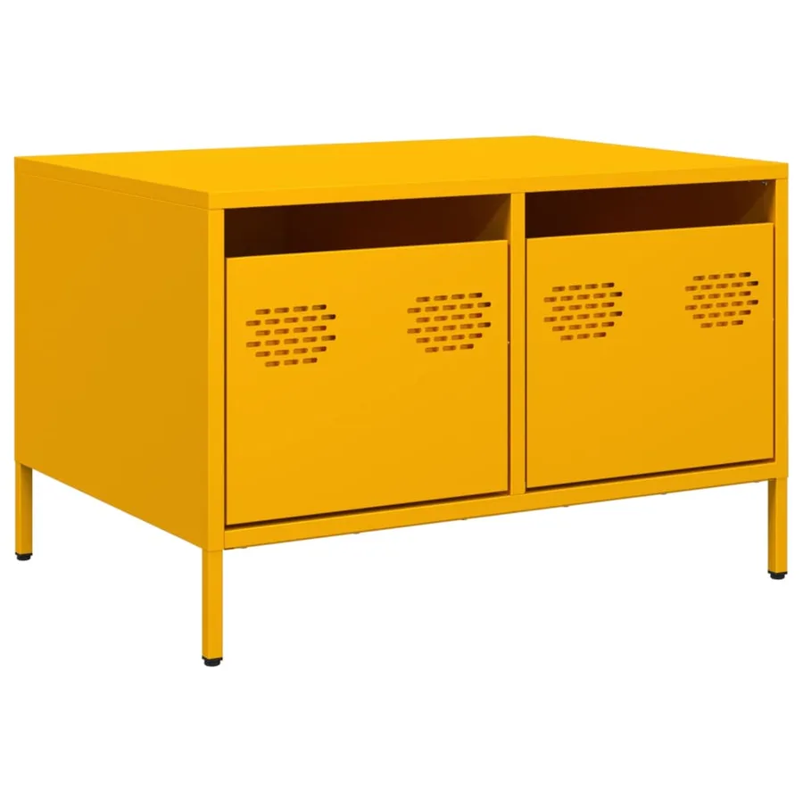 Meuble TV jaune moutarde 68x50x43,5 cm acier laminé à froid - 2