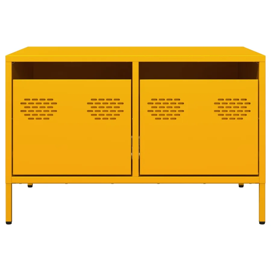 Meuble TV jaune moutarde 68x50x43,5 cm acier laminé à froid - 6
