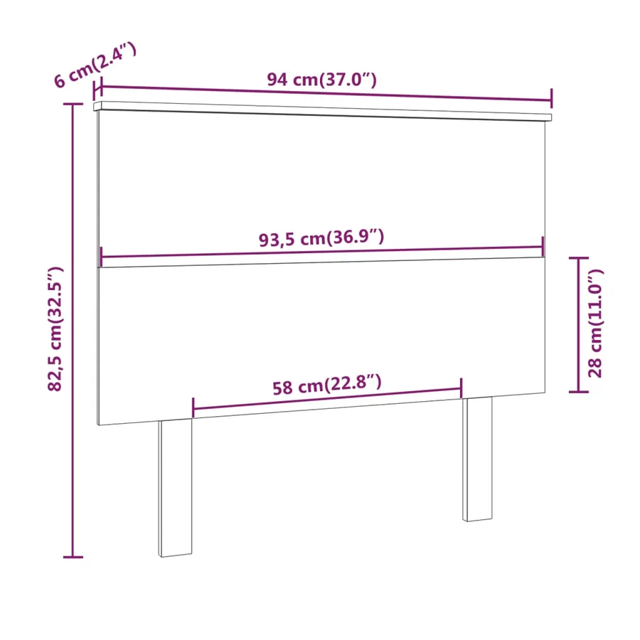 Tête de lit Blanc 94x6x82,5 cm Bois massif de pin - 6