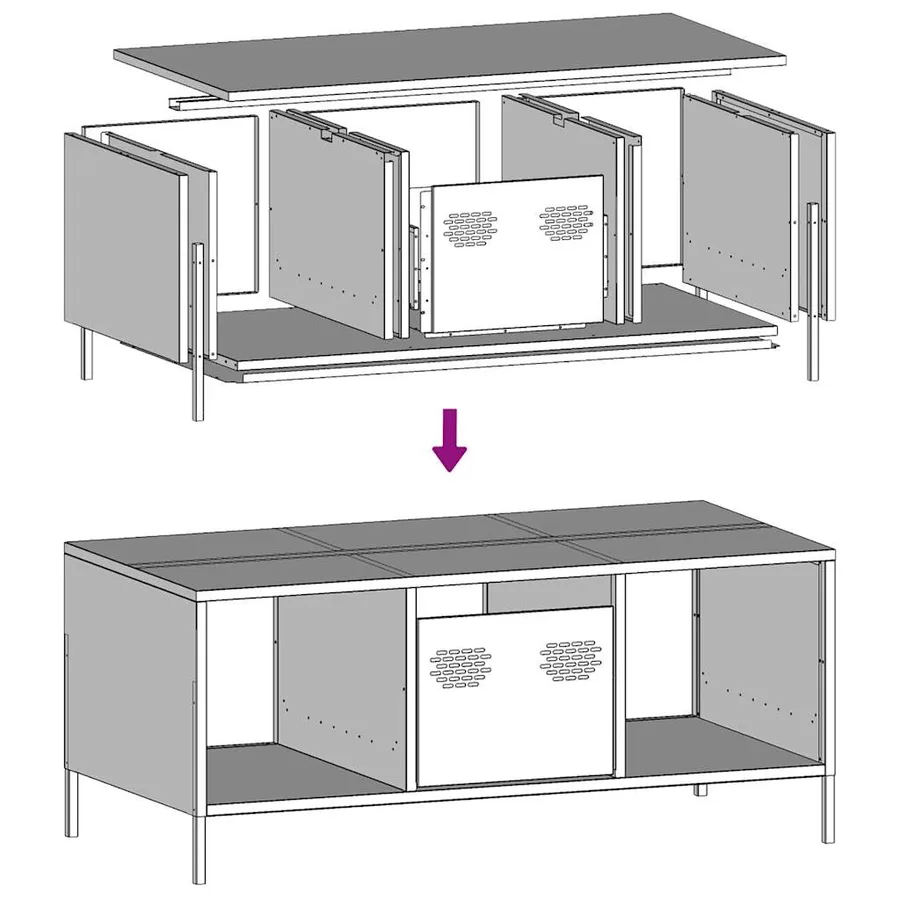 Table basse anthracite 101,5x50x43,5 cm acier laminé à froid - 8