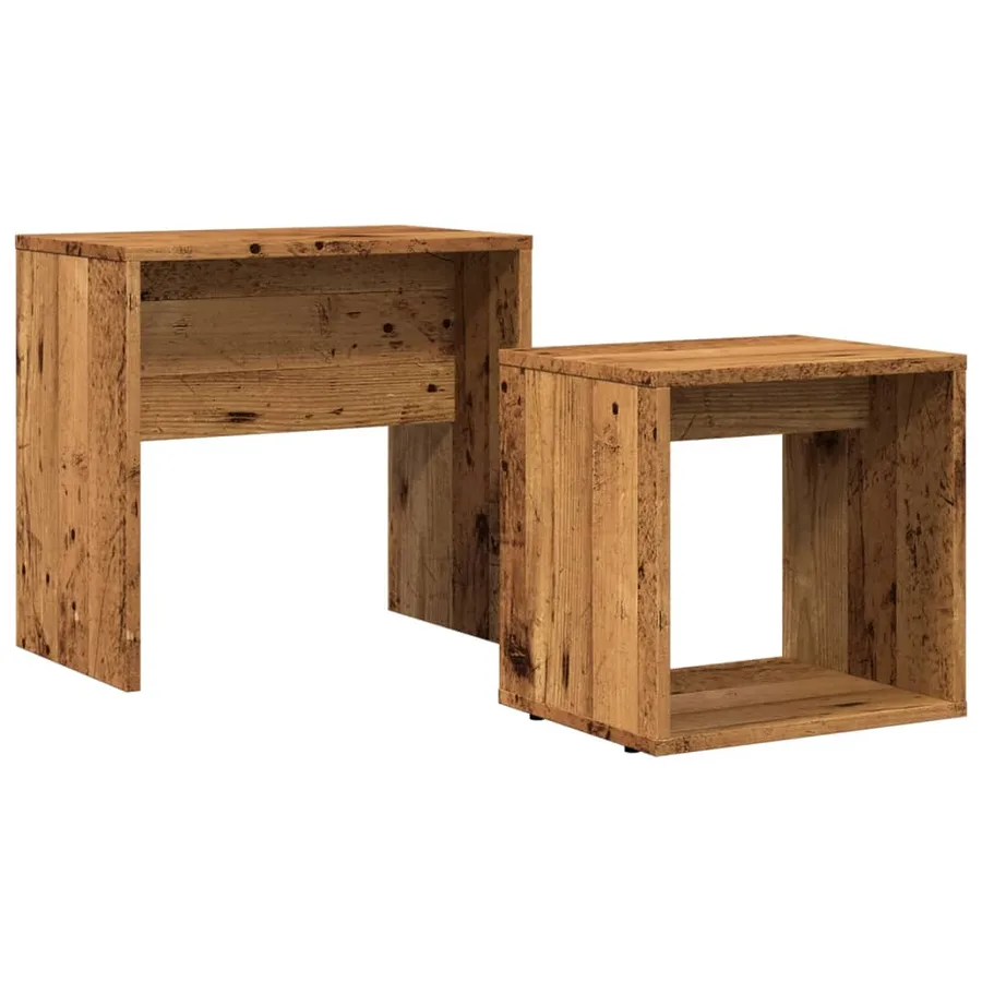 Tables basses gigognes 2 pcs vieux bois bois d'ingénierie - 2