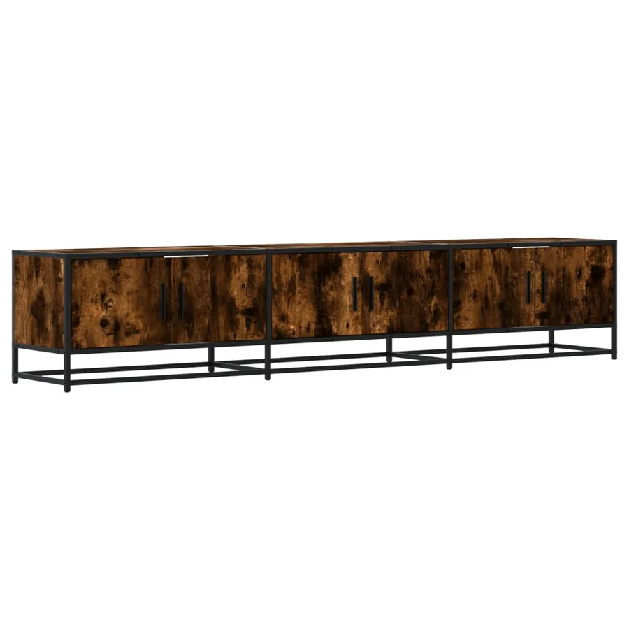Meuble TV chêne fumé 210x35x41 cm bois d'ingénierie - 2