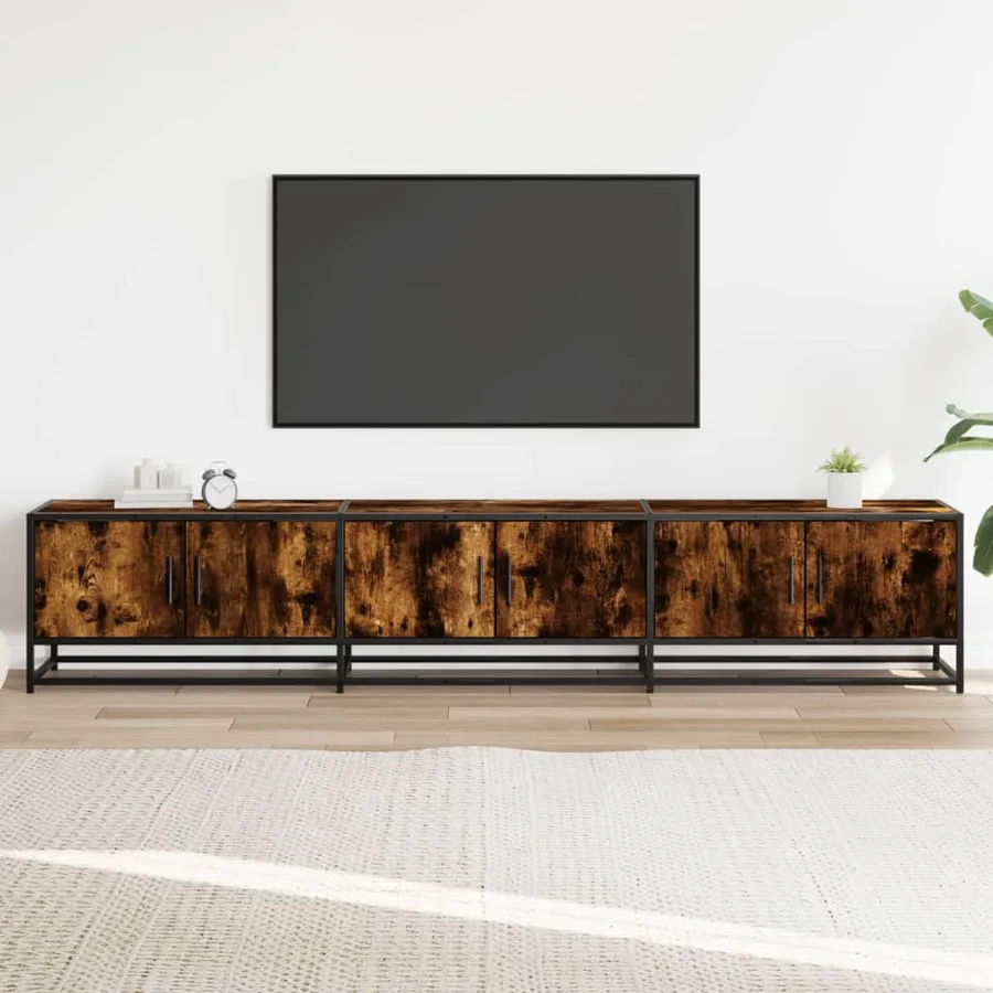 Meuble TV chêne fumé 210x35x41 cm bois d'ingénierie - 3