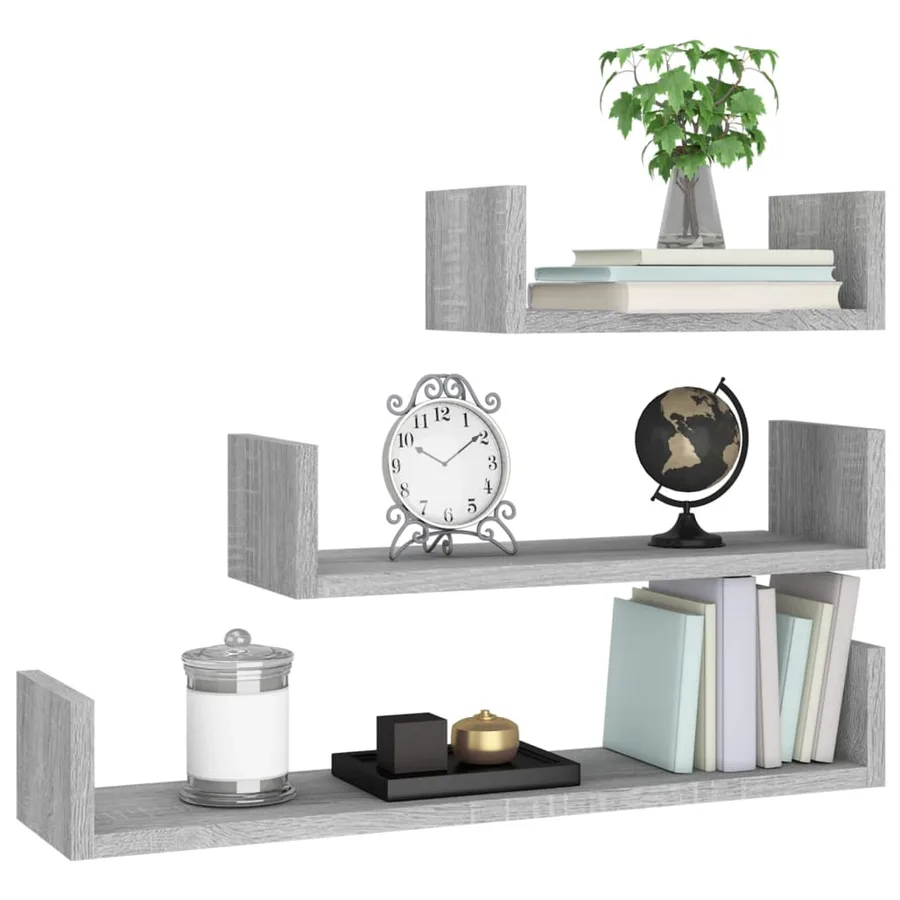 Étagères murales d'affichage 3pcs Sonoma gris Bois d'ingénierie - 5