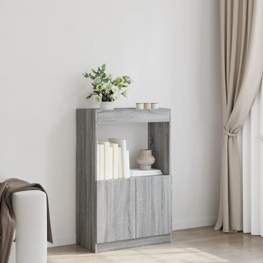 Buffet haut sonoma gris 63x33x100 cm bois d'ingénierie - 3