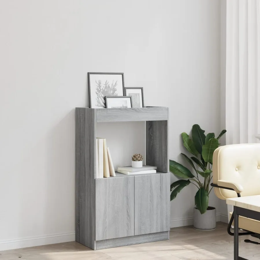 Buffet haut sonoma gris 63x33x100 cm bois d'ingénierie - 4