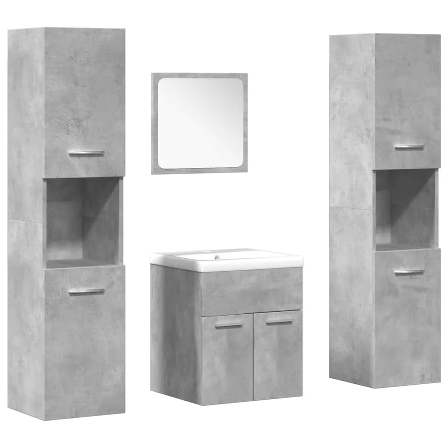 Ensemble de meubles de salle de bain 5 pcs gris béton - 2