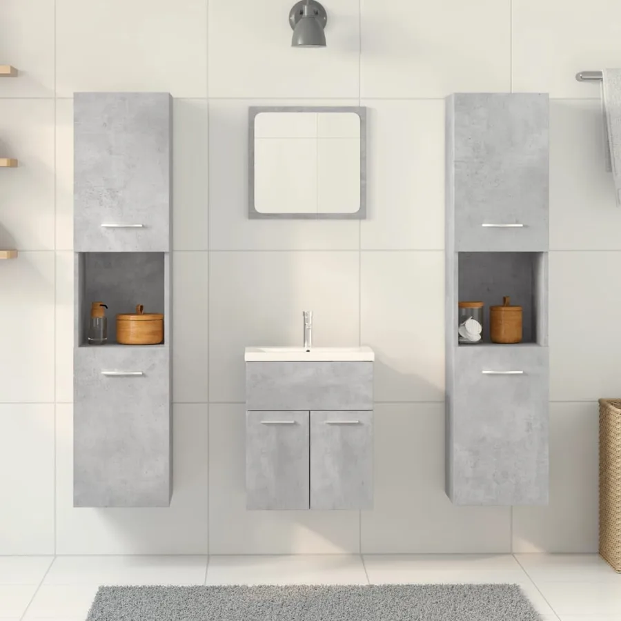 Ensemble de meubles de salle de bain 5 pcs gris béton - 3