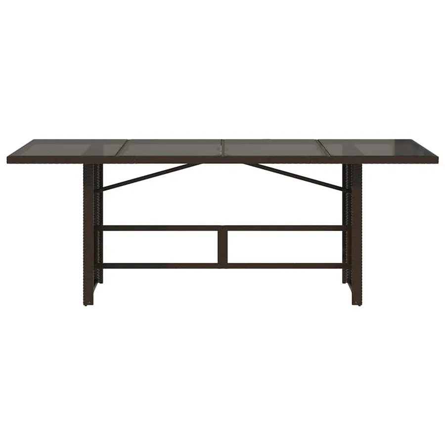 Table de jardin avec dessus en verre marron résine tressée - 4