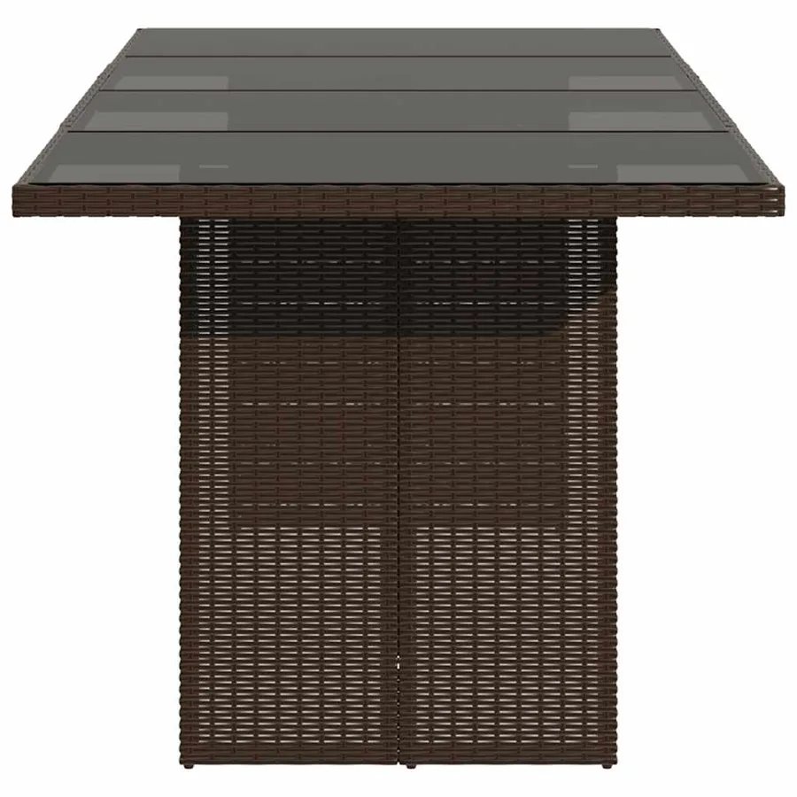 Table de jardin avec dessus en verre marron résine tressée - 5