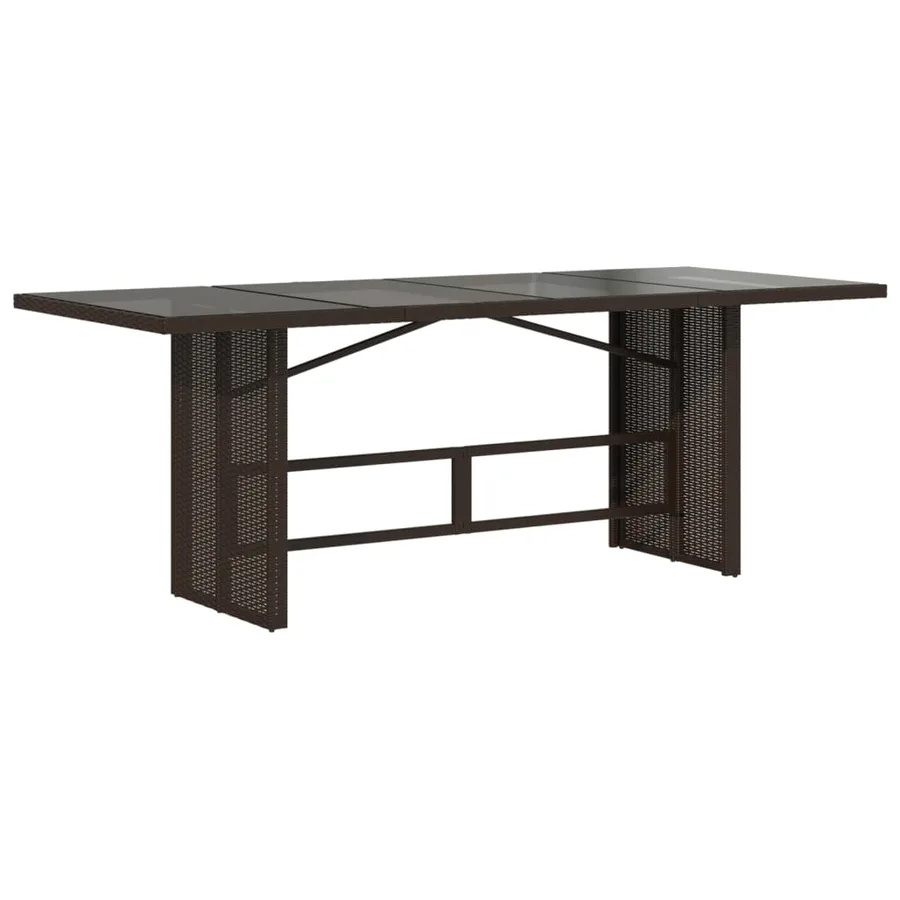 Table de jardin avec dessus en verre marron résine tressée - 6