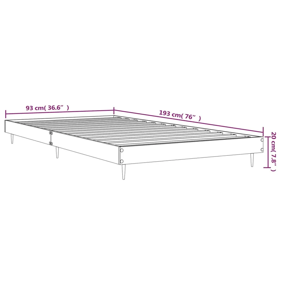 Cadre de lit sans matelas noir 90x190 cm bois ingénierie - 10