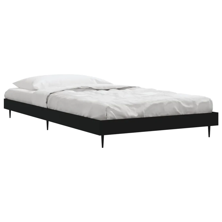 Cadre de lit sans matelas noir 90x190 cm bois ingénierie - 3