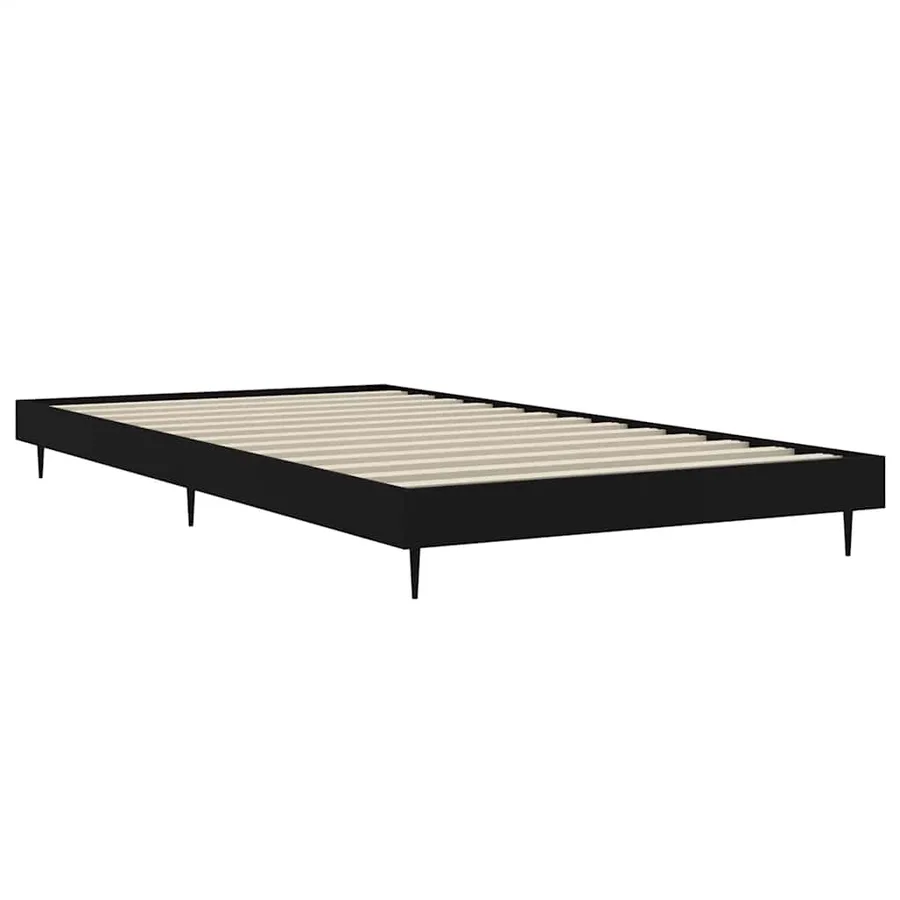 Cadre de lit sans matelas noir 90x190 cm bois ingénierie - 5