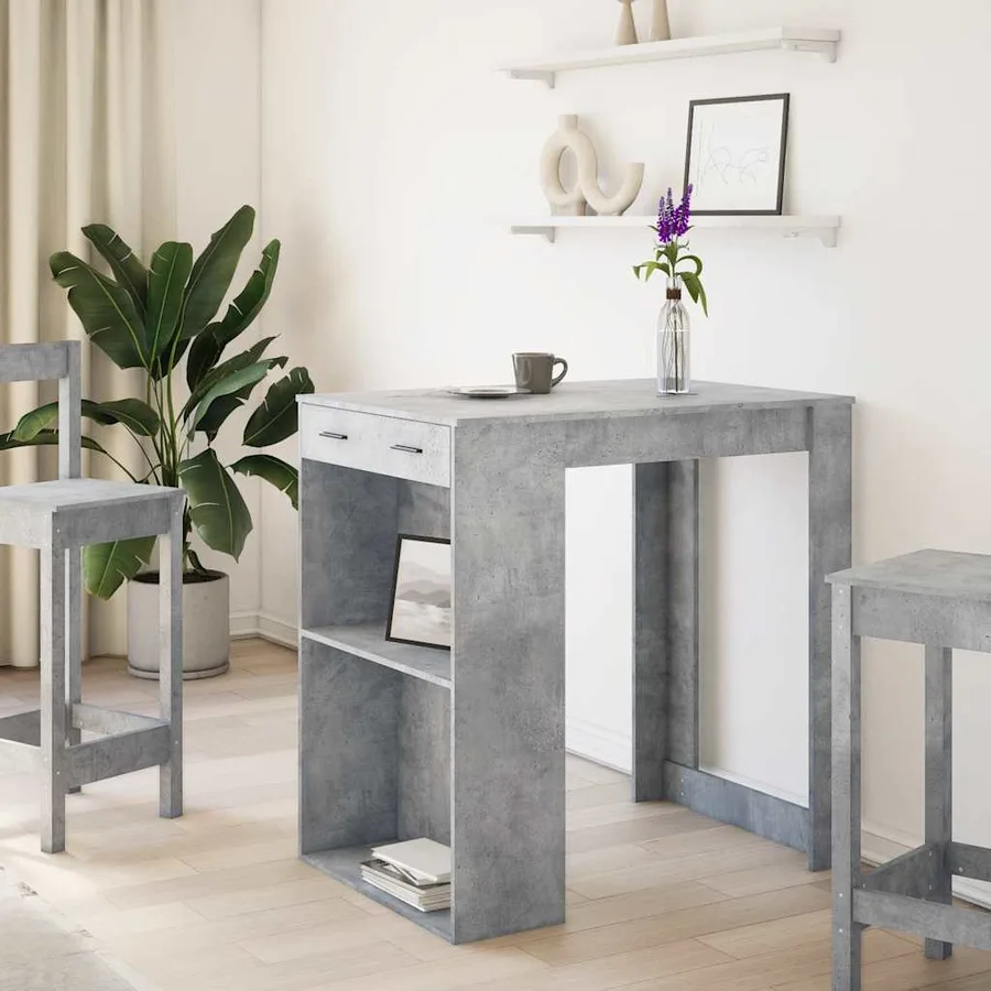 Table de bar gris béton 102x70x103,5 cm bois d'ingénierie - 3