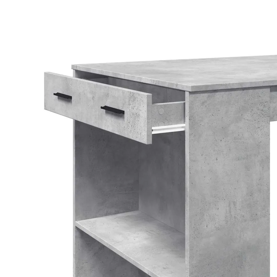 Table de bar gris béton 102x70x103,5 cm bois d'ingénierie - 8
