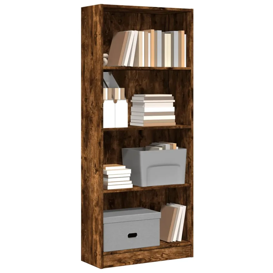 Bibliothèque chêne fumé 60x24x143 cm bois d'ingénierie
