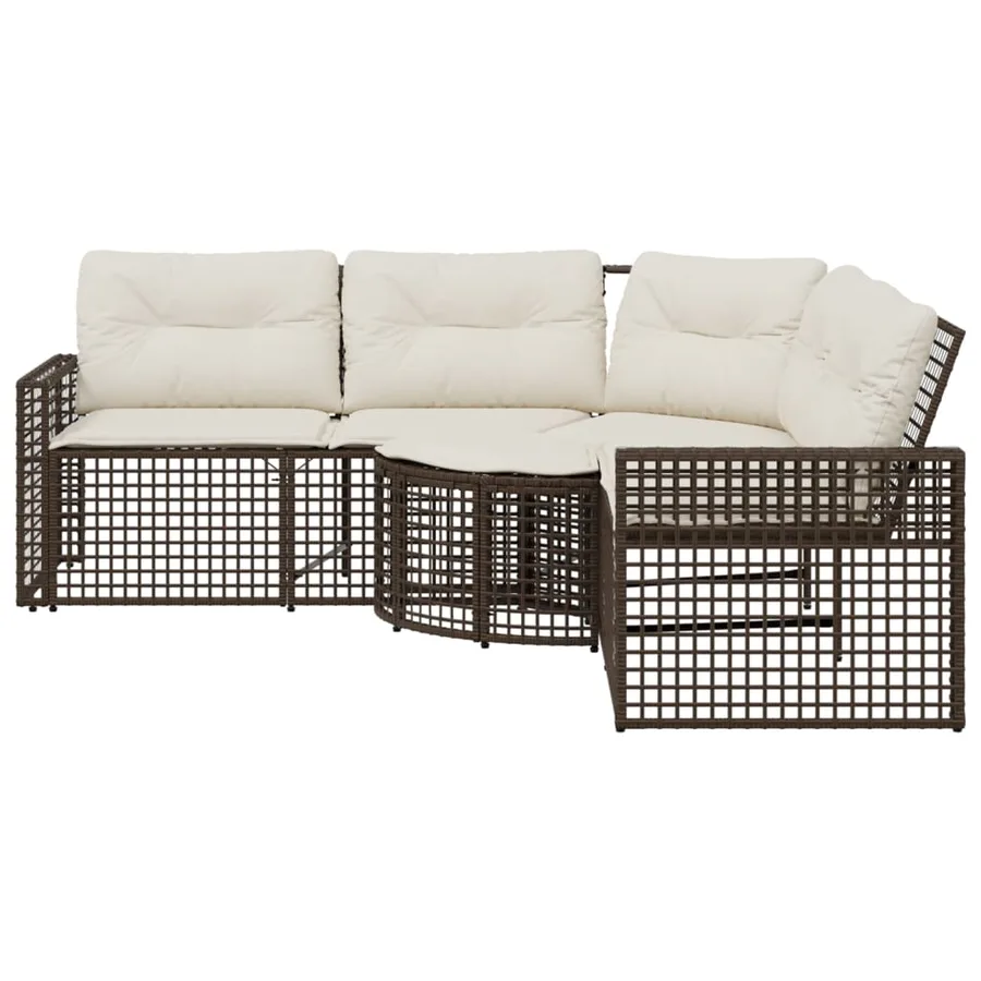 Canapé de jardin et coussins et repose-pied en forme de L rotin - 3